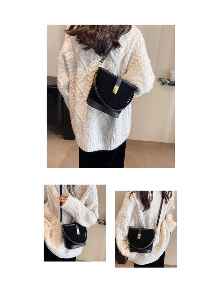 Sleek Women's Frosted Bucket Bag: Autumn/Winter, Large Capacity, Single Shoulder, Crossbody, Chic Handbag, Underarm Small Bag.