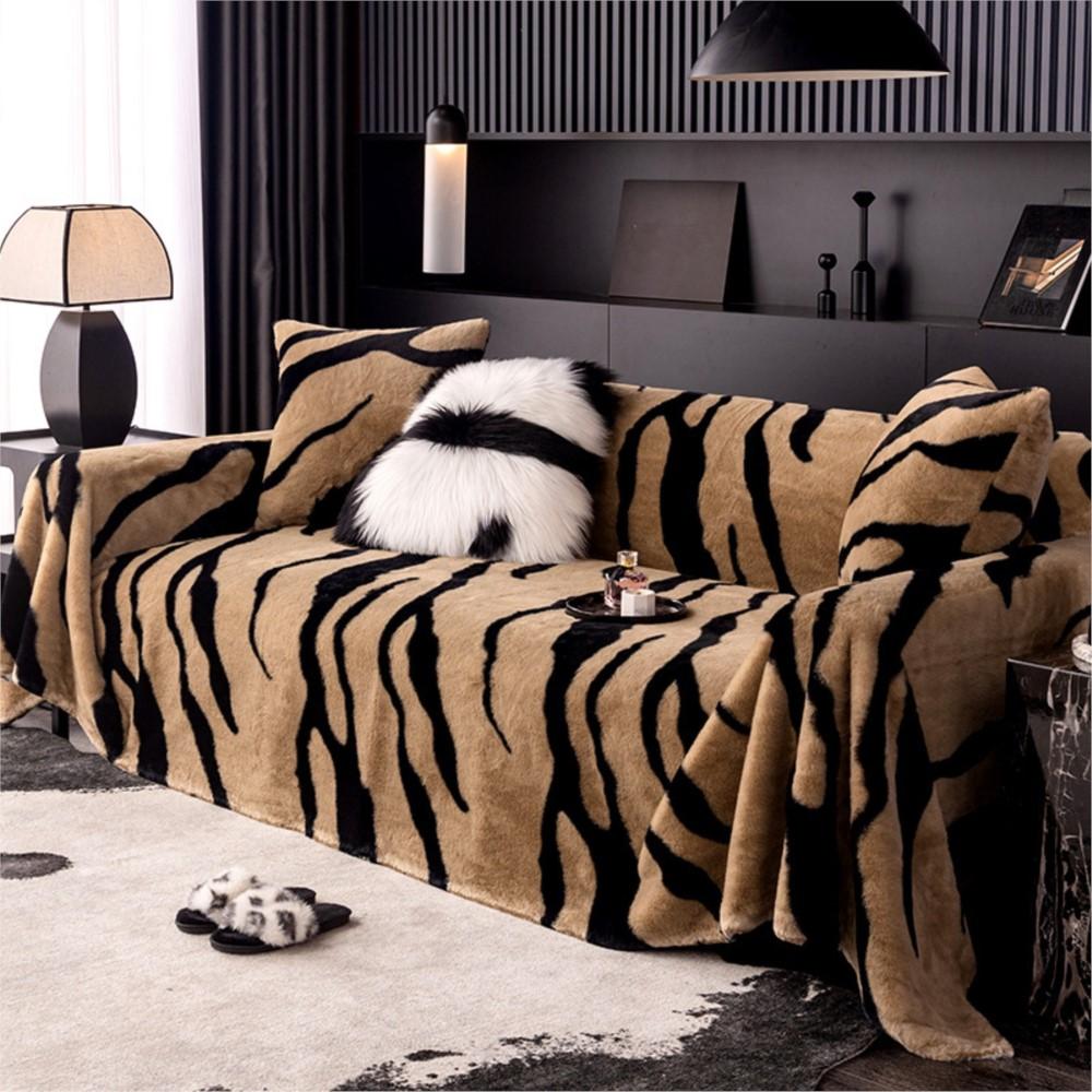 Luxury Leopard Sofa Cover Furry Blanket Plush Universal Couch Towel Sofa Cover Home Decor Blankets For Living Room Bedroom