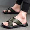FashionSandals Мужские кожаные классические летние мужские тапочки для отдыха на открытом воздухе Мягкие черные тапочки Легкие шлепанцы для мужчин Нескользящие тапочки