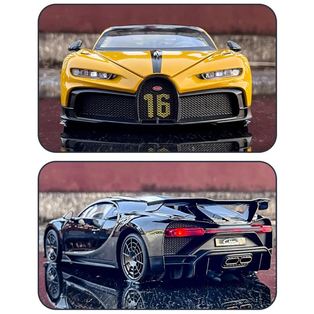 1/18 Bugatti Chiron PUR SPORT Alloy Sports Model Diecasts Metal Racing Super Car Model Simulation Sound and Light Kids Toys Gift
