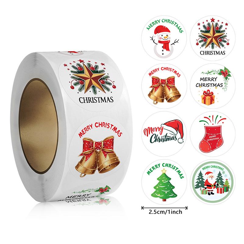 500 шт. веселых рождественских наклеек, рождественские тематические наклейки, наклейки для подарков своими руками, выпечки, конвертов, канцелярских принадлежностей, украшений