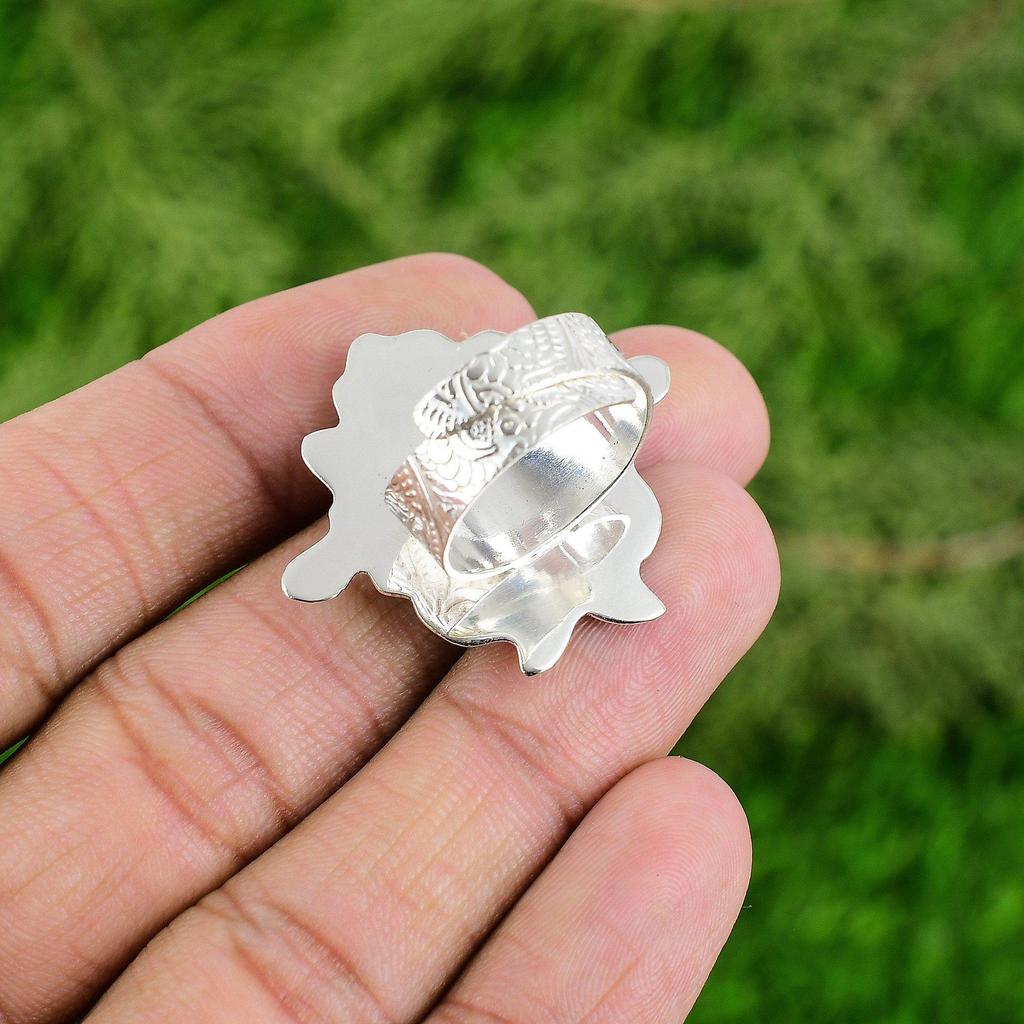 925 Sterling Silver Crown Chakra Rainbow Moonstone Gemstone Sister Flower Ring