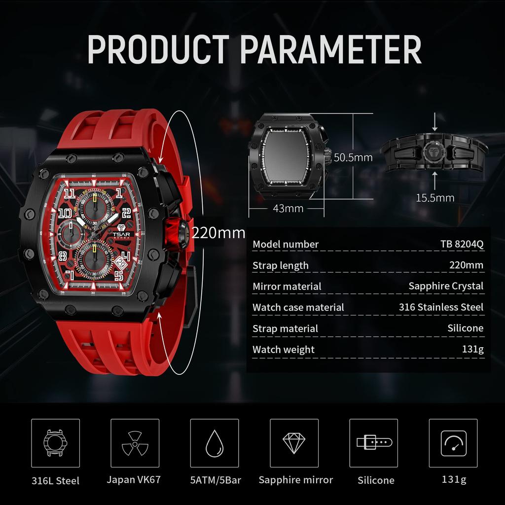 Часы TSAR BOMBA, наручные часы, водонепроницаемые, 5ATM, тип «тонно», часы Tokei, деловые, из нержавеющей стали, спортивные, роскошные, модные, повседневные, бочкообразные