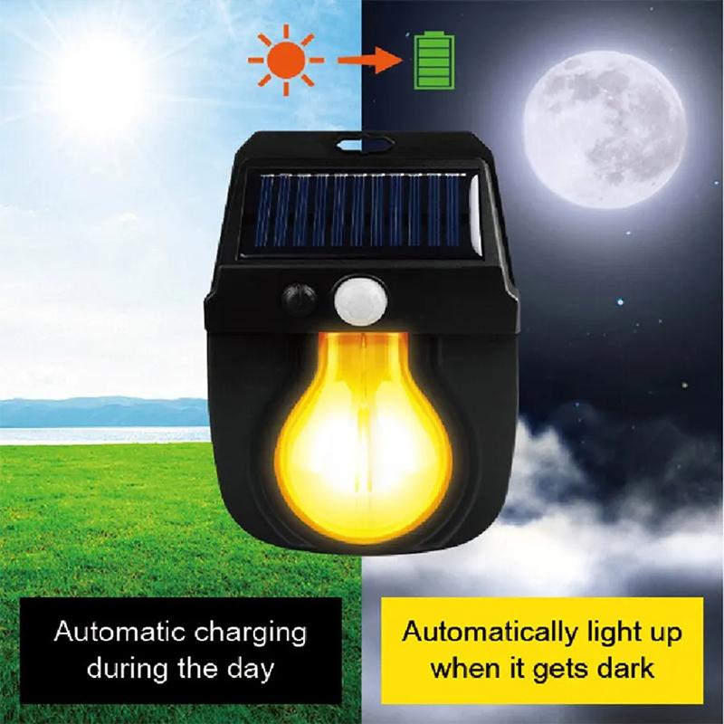 Светодиодный солнечный светильник, беспроводной датчик, трехрежимный водонепроницаемый настенный светильник на солнечной батарее, наружное движение, украшение сада, светодиодная вольфрамовая лампочка