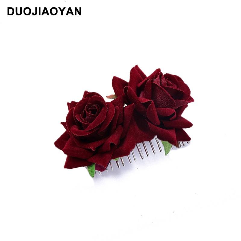 Новая Свадебная Искусственная Роза Цветок Заколка для Волос Бархатная Ткань Гребень для Волос Женские Свадебные Аксессуары для Вечеринки Подружек Невест Заколка для Волос Ювелирные Изделия