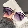 Неполяризованные женские классические солнцезащитные очки «кошачий глаз», модные легкие очки без оправы из металла с антибликовым покрытием для путешествий