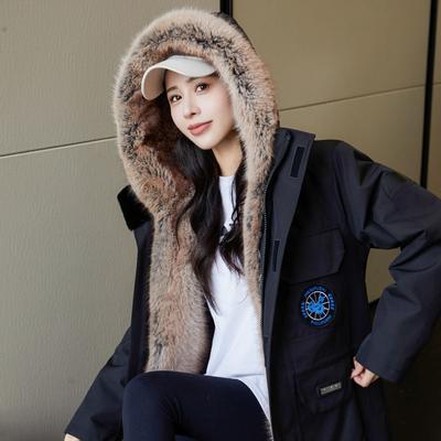 Съемная парка из норки на подкладке с капюшоном для женщин, зимняя куртка из меха ягненка