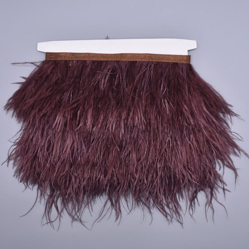 10Meters Colored Ostrich Feathers On Ribbon Trim 8-10Cm Skirt Fringe On Tape Ostrich Feather Trims Sewing Trimmings Decoration
