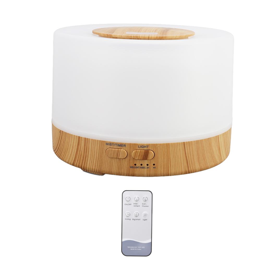 Desk Humidifier 500ml Wood Grain 7 Color LED Light 35dB Remote Control Aromatherapy Diffuser