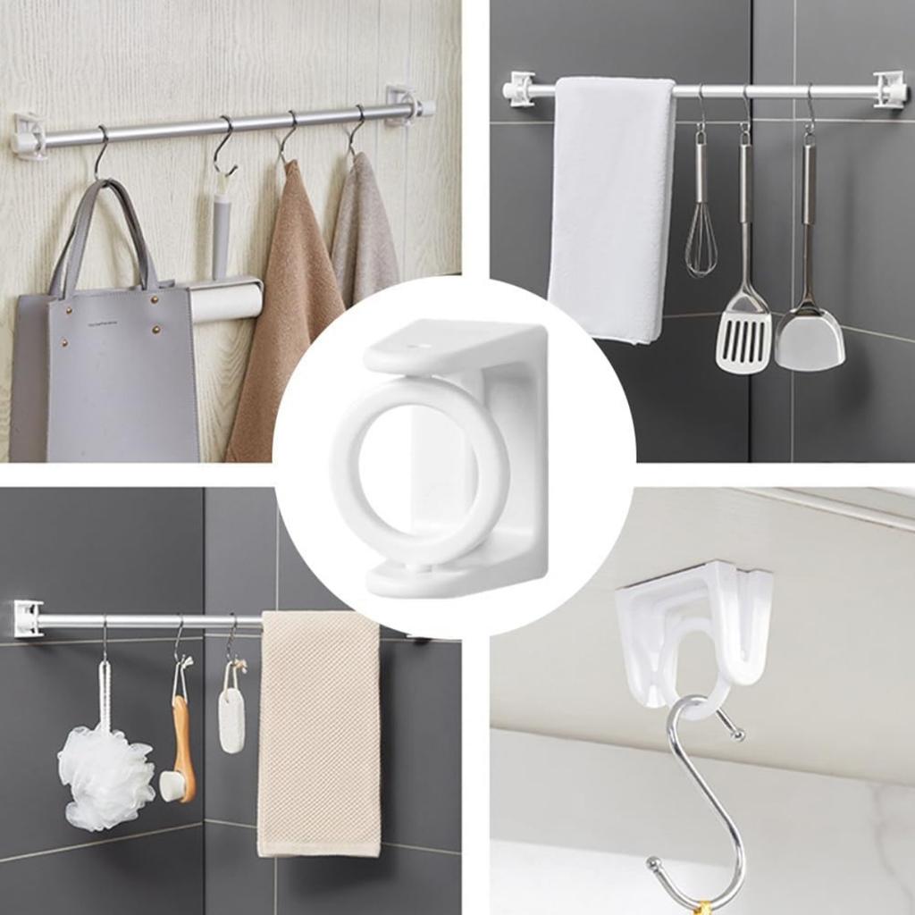 Крючки для карнизов для штор, держатели для душевых штанг, настенные, держатели для душевых штанг, 5 шт. в упаковке — сверление не требуется — с вращающимся на 360 ° кольцом