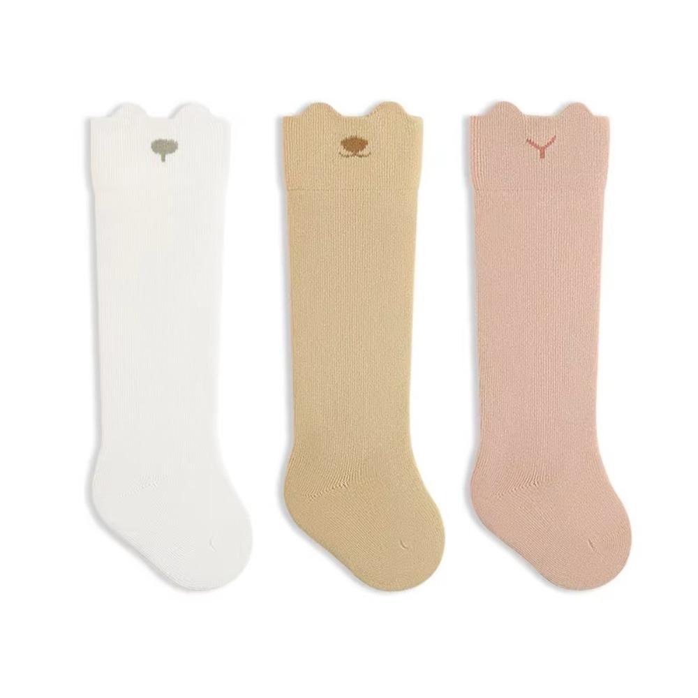 Дышащие носки для малышей без косточек средней длины, новые однотонные полосатые гольфы для детей