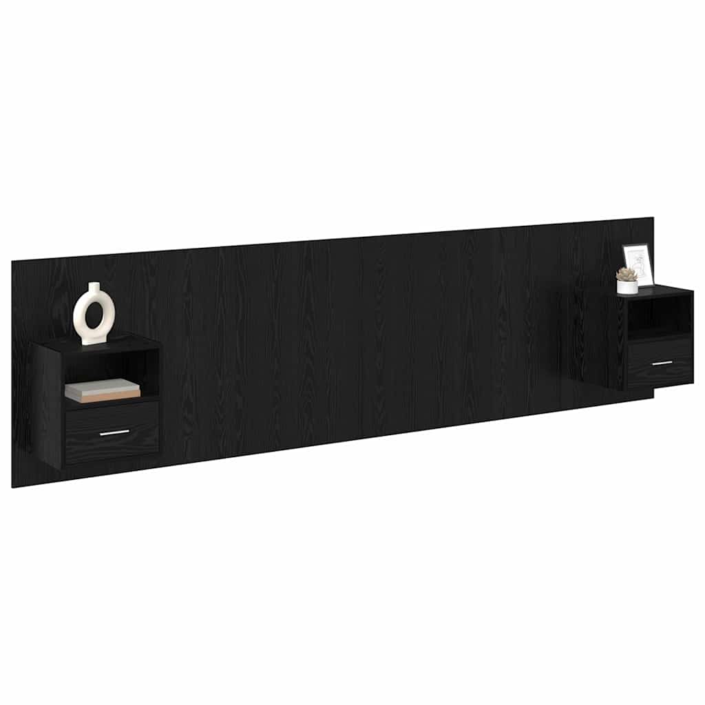 Headboard with Cabinets 3 pcs Black Oak Effect Wood Based Material