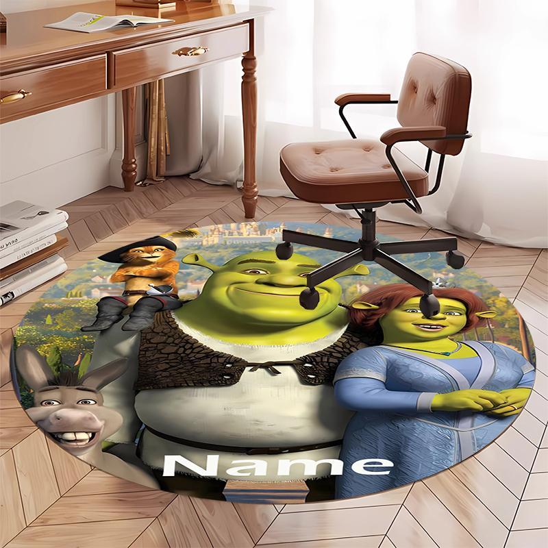 Custom Name Shrek Printed Round Rug Carpet Chair Rug Area Rug Entryway Doormats,for Office Chair Living Room Bedroom Kitchen Room.