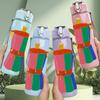 1PC Colorful Coffee Pot Cartoon 750ml Color Plastic Sports Water Bottle Leakproof Flip Straw Lid Suitable for Sports Office Home Use