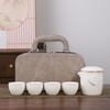 Mutton Fat Jade White Porcelain Travel Kung Fu Tea Set A Pot of Four Cups Portable Bag Set Outdoor Ceramic Tea Quick Cup