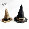 Autumn Spooky Table Centerpiece Handwoven Witch Hat Gothic Wizard Costume Headpiece for Halloween Handmade Accessory Party Tabletop Decor,