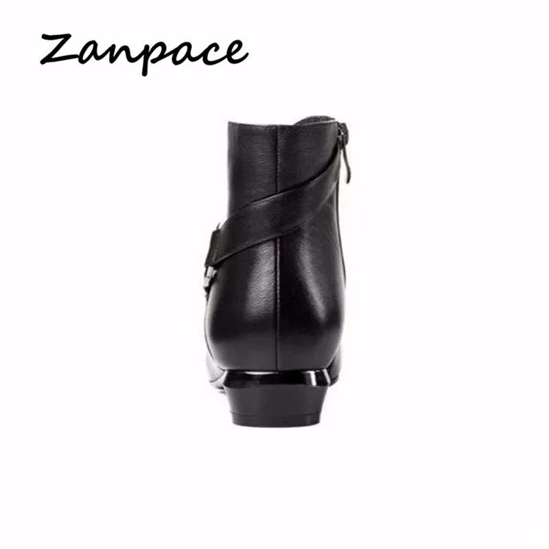 Зимние модные женские ботинки на молнии в стиле ретро из кожи и бархата, ботильоны на толстом каблуке, размер плюс 41, туфли на высоком каблуке