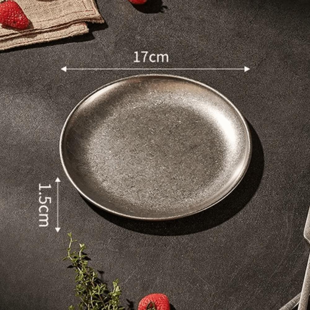 304 Stainless Steel Metal Serving Tray Vintage Worn Finish Snack Dish Pastry Storage