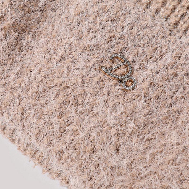 Женская зимняя вязаная шапка с кошачьими ушками, толстая защита ушей, однотонная шерстяная шапка с рукавами, шапочки с черепами