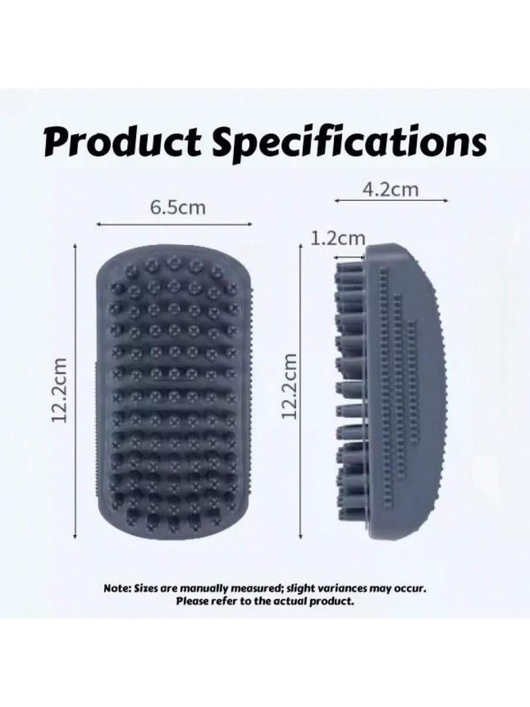 1Pc 3-Head Silicone Bath Massage Brush with Fur Removal for Cats/Dogs - Collects 96% Wet Hair during Washing - Grooming Tool