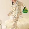 Korean Cute Cartoon Print Sweet Women Pajamas Autumn/Winter Milk Silk Lazy Lounges New Long Home Set