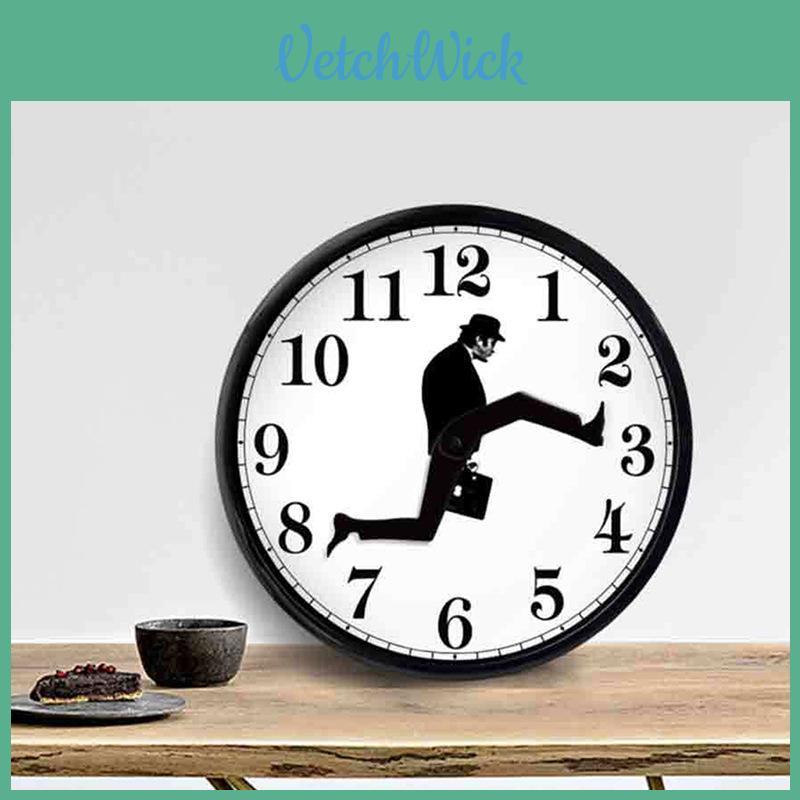 Black And White Silly Walk Hold Briefcase Pattern Wall Clock For Modern Interior And Promotional Gifts