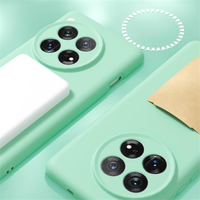 Для беспроводной зарядки Magsafe Мягкий жидкий силиконовый чехол для телефона для Oneplus 13 13R 12 Магнитный тонкий защитный чехол-накладка