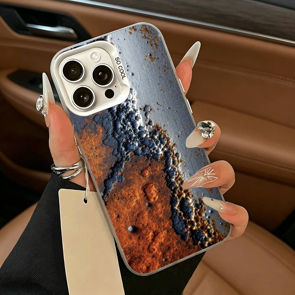 Ретро-индустриальный стиль Ржавый Чехол для телефона Для iPhone 17,16,15,14,13,12,11 Plus,Pro Max,XS,белый серебристый чехол для телефона