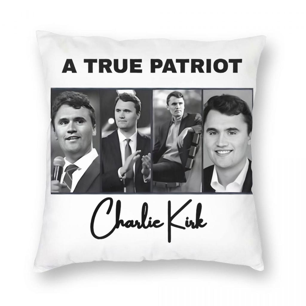 Charlie Kirk A True Patriot Pillowcase Printed Fabric Cushion Cover Decorative Pillow Case Cover Home Zipper 45X45cm