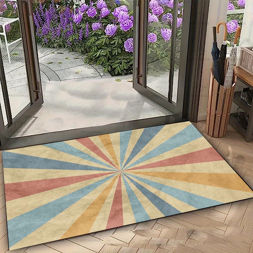 Minimalist Vintage Spiral Striped Print Doormat Soft Durable Floor Mat for Porch Indoor Entrance House Decoration