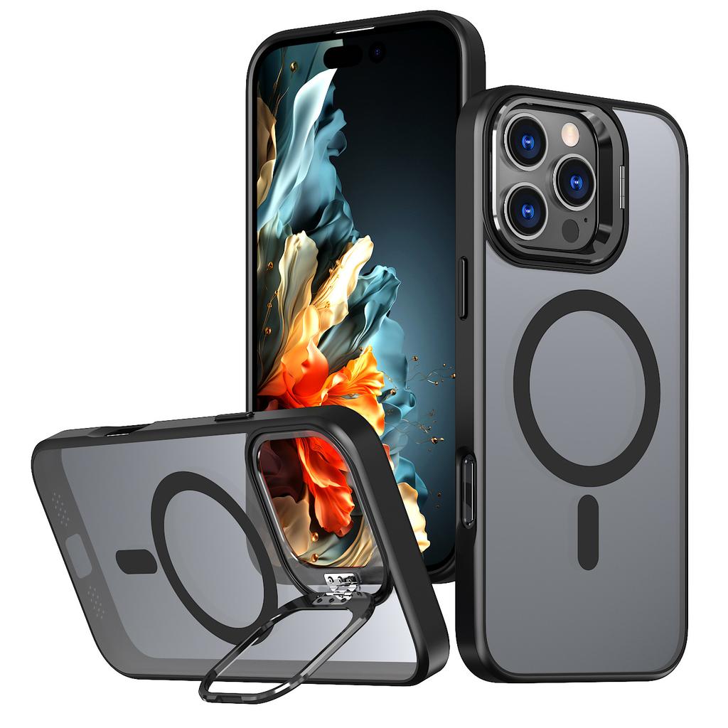 Applicable to Apple 17 transparent skin feeling mobile phone case, lens frame all-inclusive hidden bracket iPhone17pm magnetic case