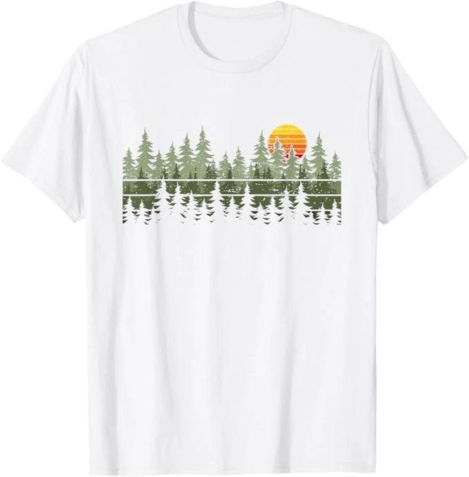 Funny Unisex Cotton Tshirt Trees Graphic Print Tshirt Vintage Unisex Oneck Shortsleeved Tee Oversized Casual Tshirts Streetwear