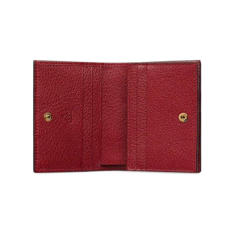 Gucci Ophidia floral print presbyopia logo striped webbing short flap canvas patchwork wallet card holder women's ebony/red/color