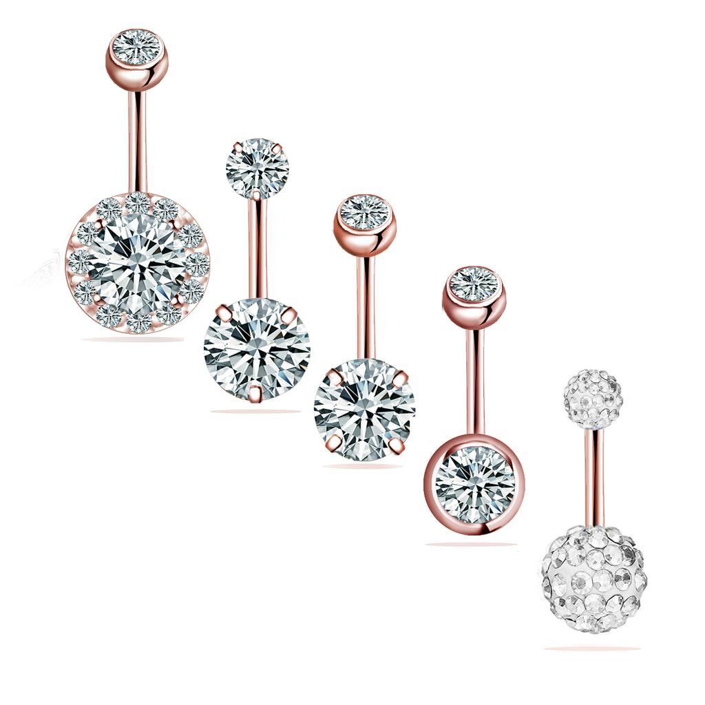 New Arrival 5pcs Navel Ring Set Zircon Navel Navel Navel Buckle Piercing Jewelry