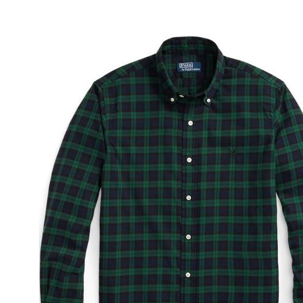 Polo Ralph Lauren FW22 клетчатая рубашка с длинным рукавом на пуговицах мужские рубашки зеленые MNPOWOV16822616-999