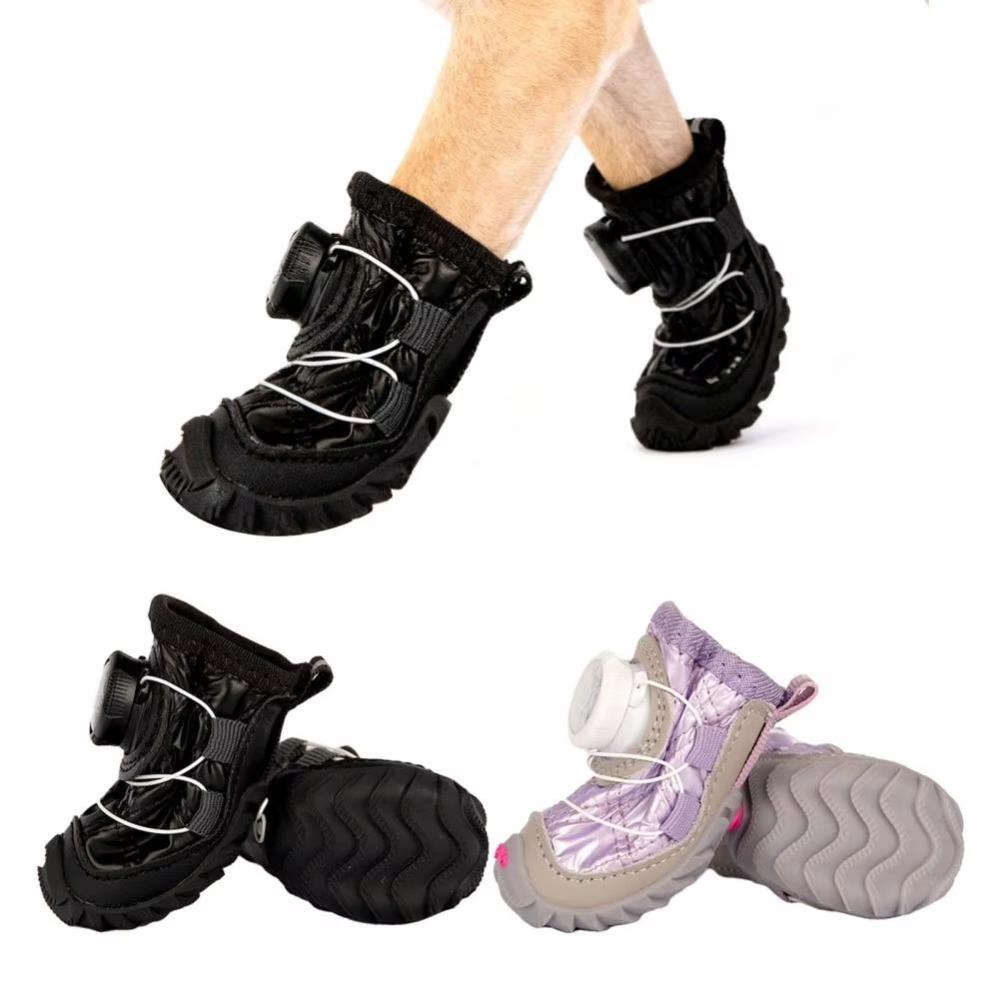 4Pcs/Set Waterproof Dog Boots Fleece Lined Paw Protective Shoes for Small Medium Large Dogs