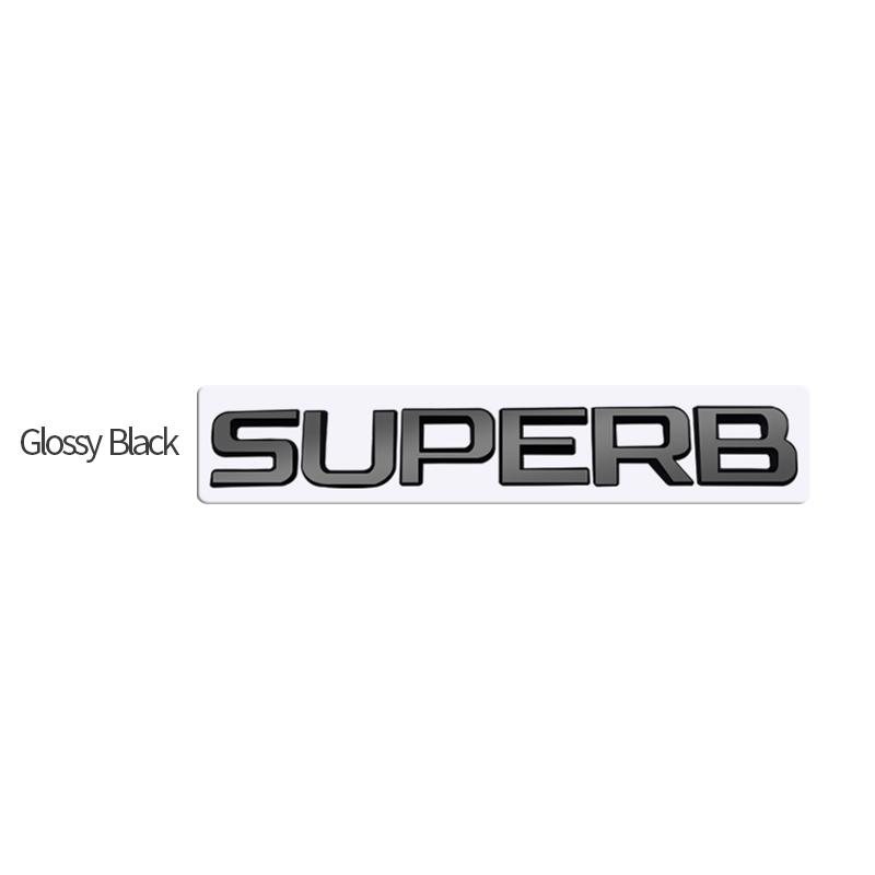JBIW9 MetaL 3D Badge Logo Car Rear Trunk Body Sticker Letter Emblem For Skoda SUPERB 4X4 Accessories Glossy Black Matte black