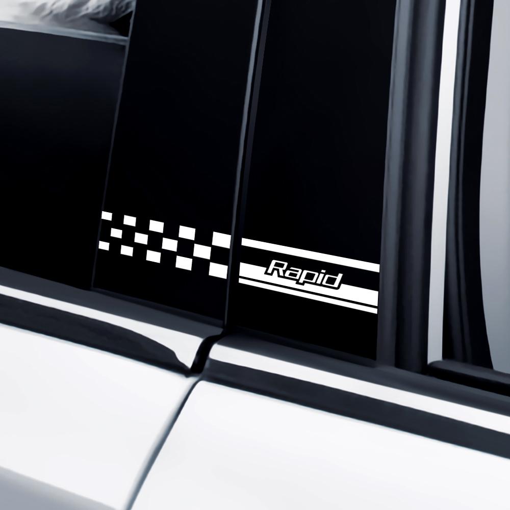 qsdnr5 Car Middle Column Door Window Trim PVC Sticker Decoration For Skoda S Kodiaq Fabia Kamiq Karoq Octavia 3 A5 A7 Rapid VII Scala