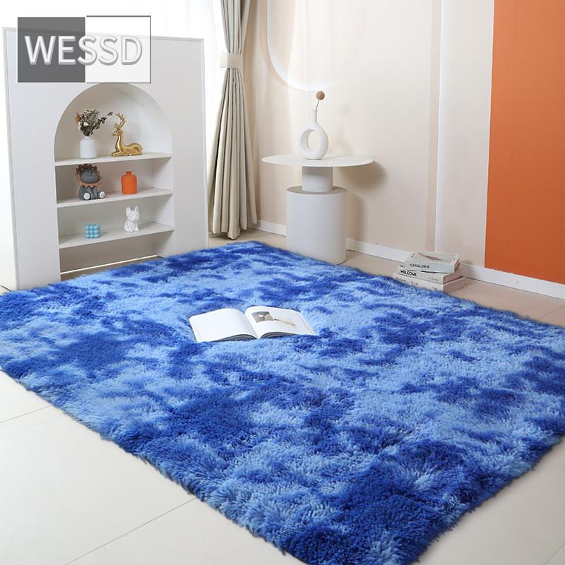 Радужный пушистый ковер для комнаты девочки, милый кавайный декор, красочный плюшевый ковер для гостиной, градиентный напольный коврик для спальни