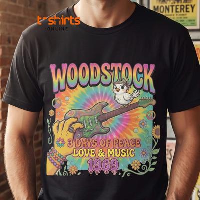 Футболка Woodstock 1969 - Психоделическая Птица Фестиваль Гитары