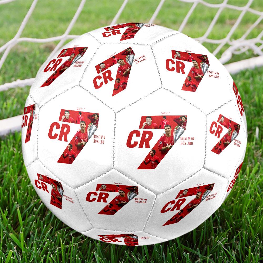 Ronaldo's Iconic Number 7 Soccer Ball Size 5 Football Machine Sewn Outdoor Training and Matches Ideal for Soccer Enthusiasts