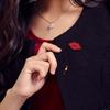 Rhinestone Charms Fashion Accessories Banquet Jewelry Red Lip Lipstick Brooch Badge Scarf Pin