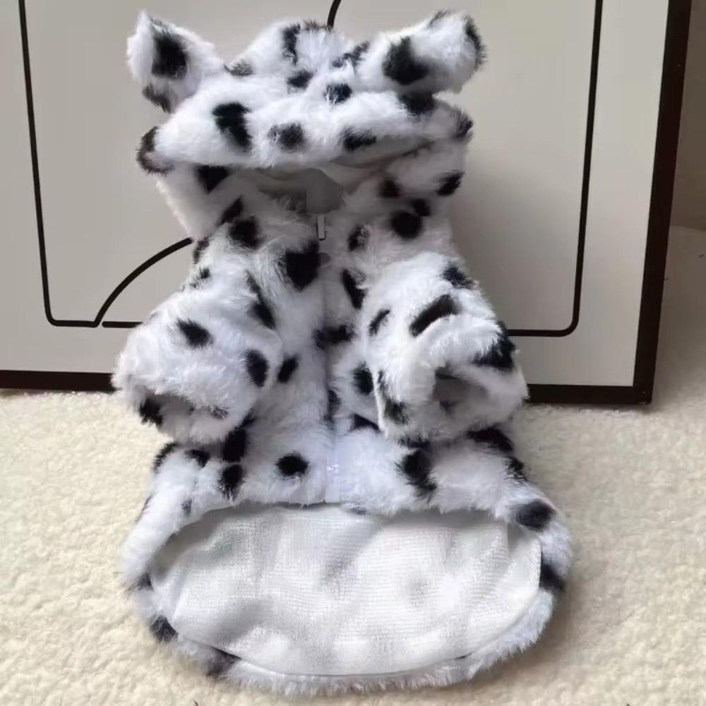 Leopard Print Dog Hoodie Thickened Fabric Cat Clothes Pet Hooded Coat  Medium Dog Breeds