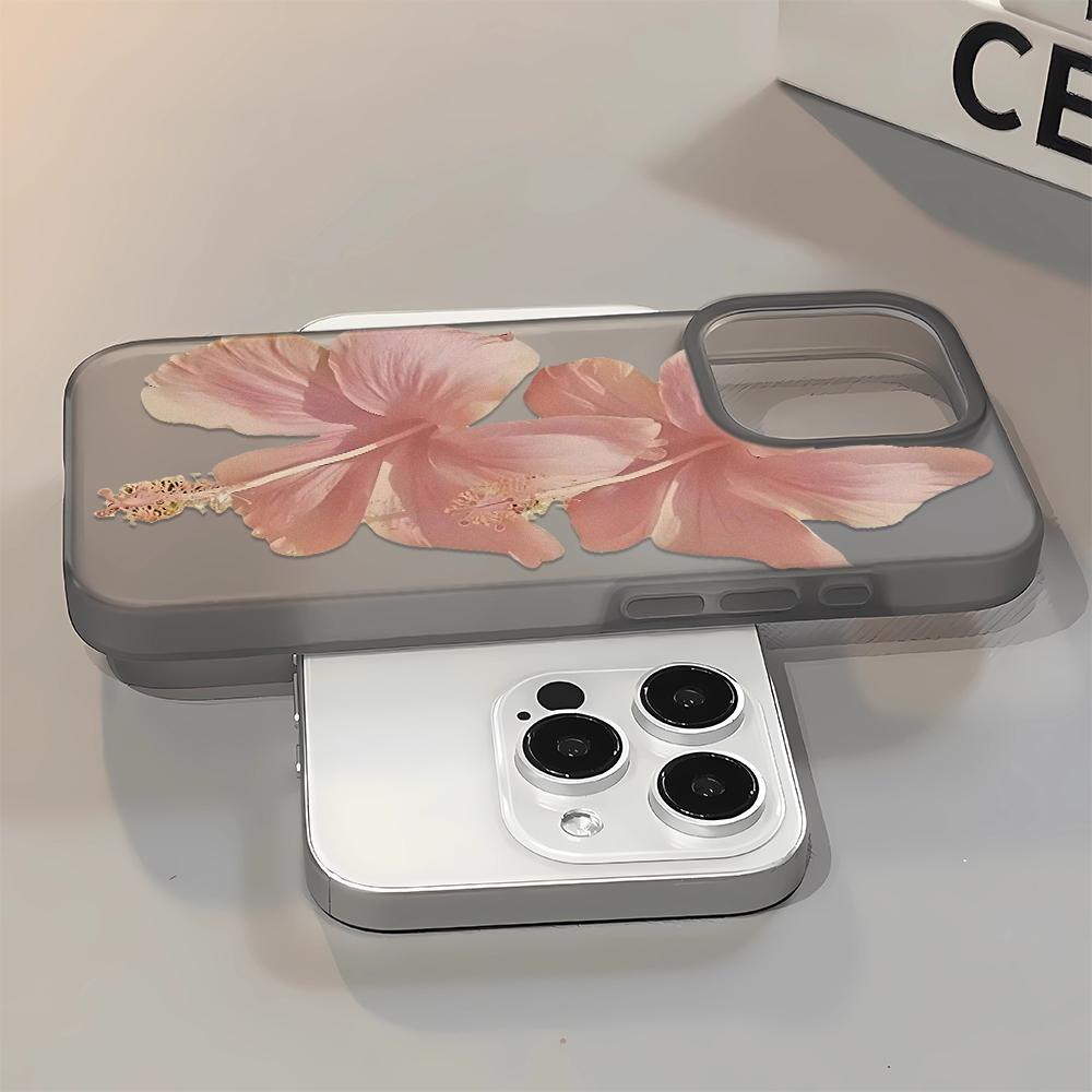 Два розовых цветка Мягкий чехол для телефона Для IPhone 17 16 15 14 13 12 11 Pro Max 7 8 XR XS Прозрачный силиконовый мягкий чехол