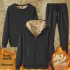 Men's Thickened Lambskin Hooded Sweatshirt and Plush Trousers Winter Set