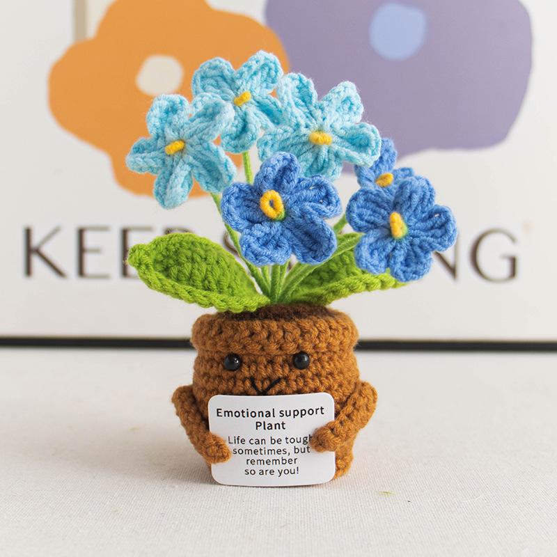Positive Vibes Plant Doll: Knitted Potted Bouquet and Desk Ornament