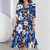 Women Plus Size Two Piece Set Round Neck Sleeveless Flared Dress Short Sleeve Cropped Cardigan Printed Floral Leaf