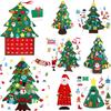 New Year Christmas Door Wall Hanging Decorations Felt Christmas DIY Tree Set with Ornaments for Kids Xmas Gifts