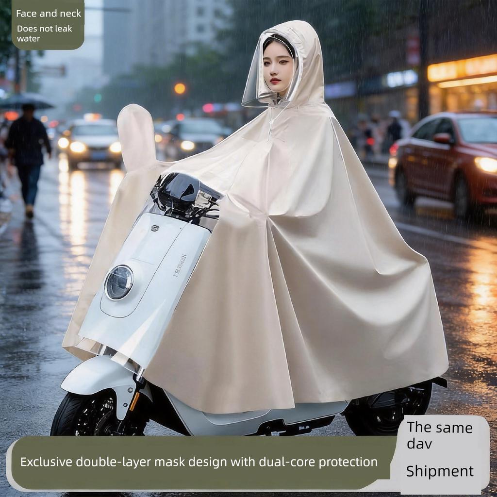 New Style Electric Scooter Raincoat for Women, Double-Sized Full-Body Long Version, Storm-Proof Motorcycle Raincoat, High-Grade Electric Scooter