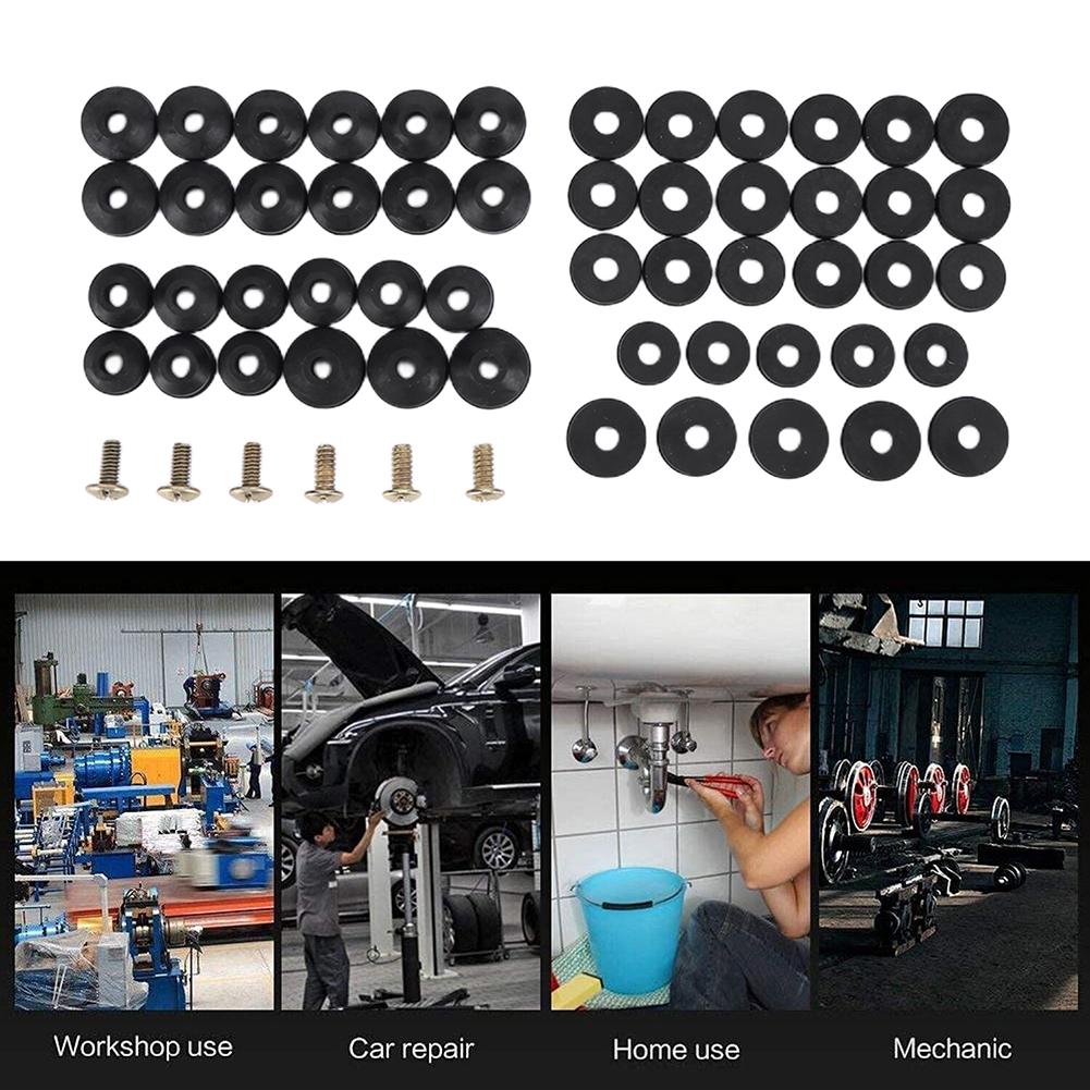 Набор из 58 шт. прокладок для смесителя, плоских и скошенных, комплект для замены, резиновые, для кухонного крана или раковины в ванной комнате, от протечек